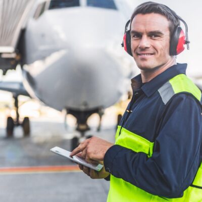 airport ground support with ear protection